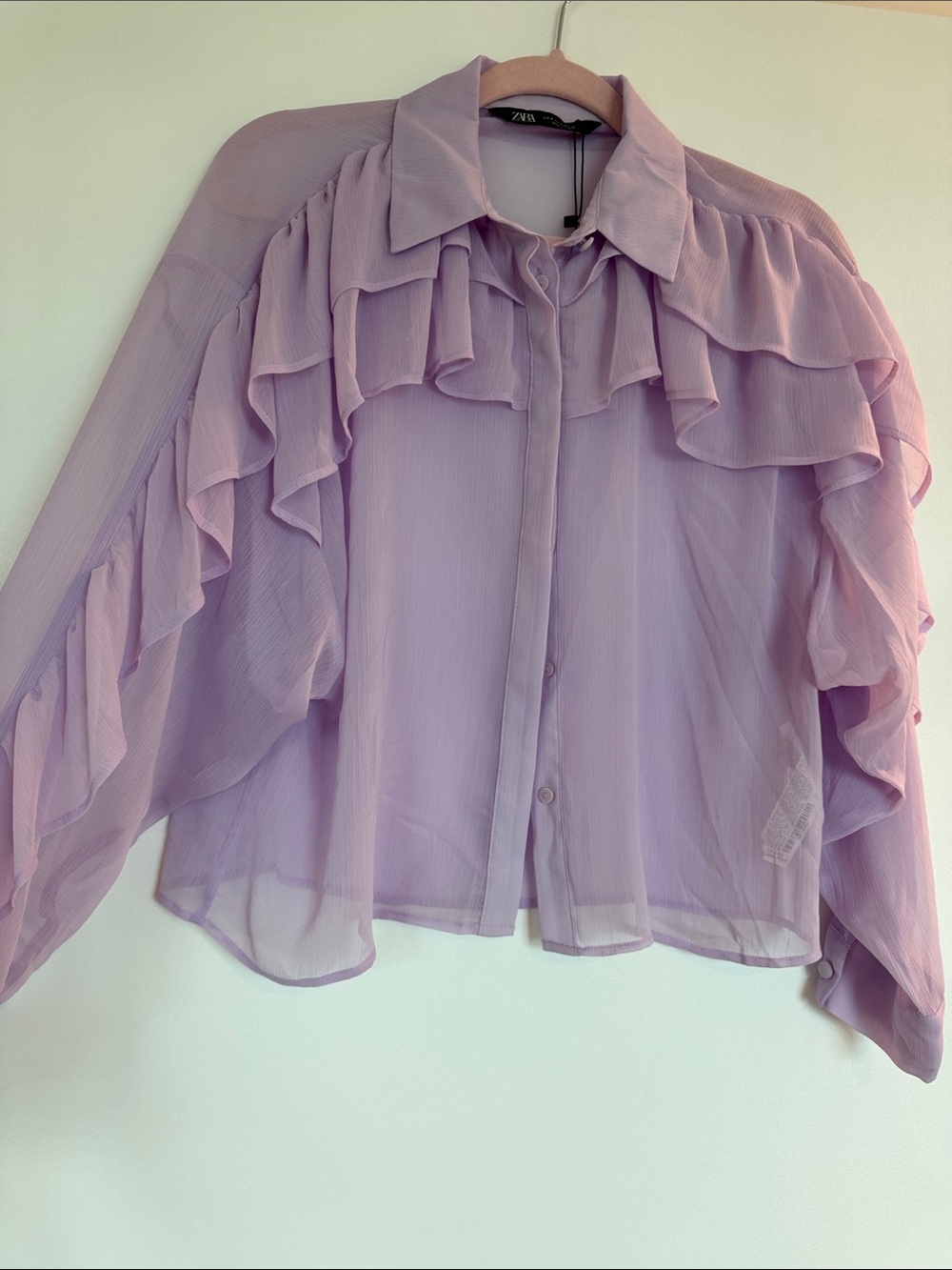 Zara Lilac Ruffle Chiffon Blouse